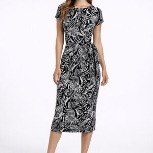 Joe Fresh - Black/Cream Botanical Pattern Midi Dress- S NWT